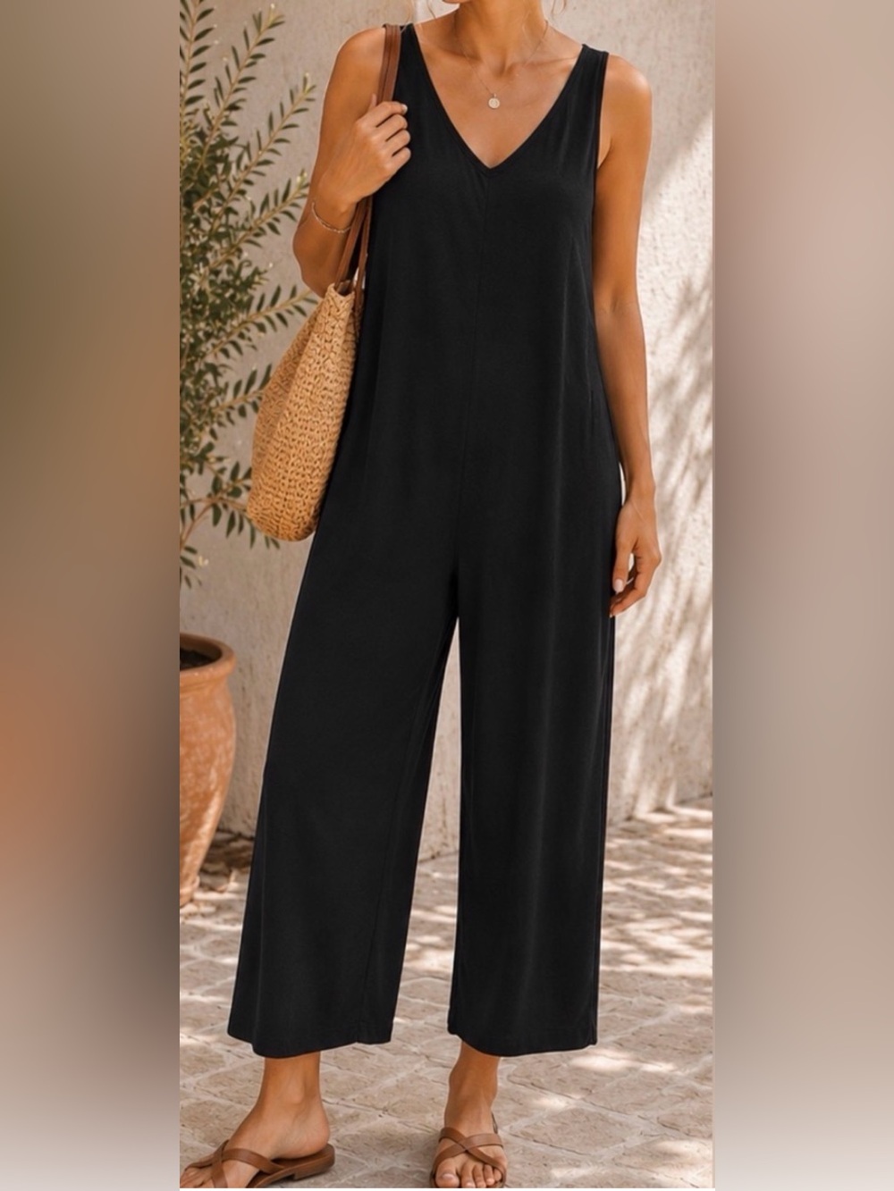 Kori Black Wide-Leg Sleeveless Jumpsuit